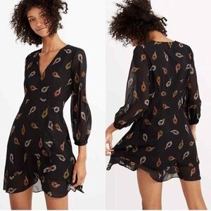 Madewell Black Feather Print Dress